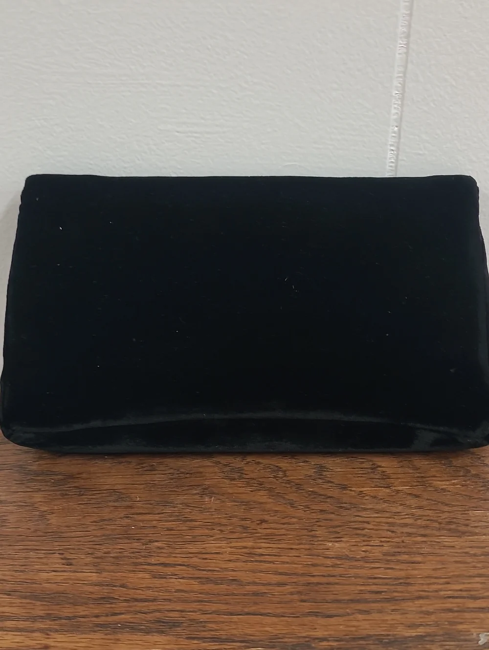 Garay Vintage Black Velvet Evening Clutch with Gold Tone Clasp and Embellishment